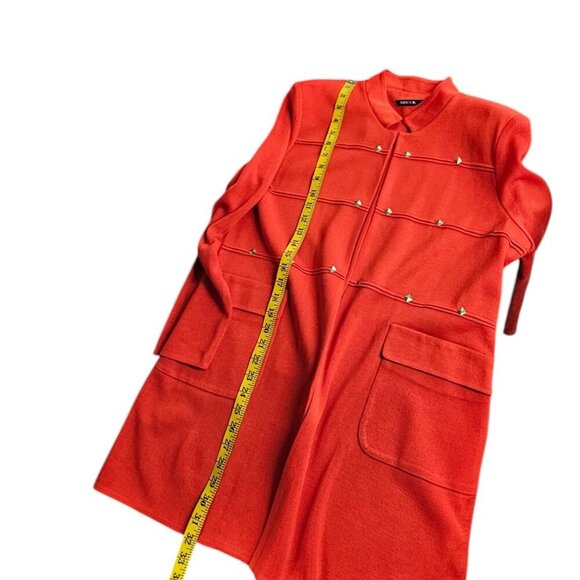 Misook Womens Studded Stretch Knit, Open Front Cardigan, Orange, Statement - Picture 8 of 9